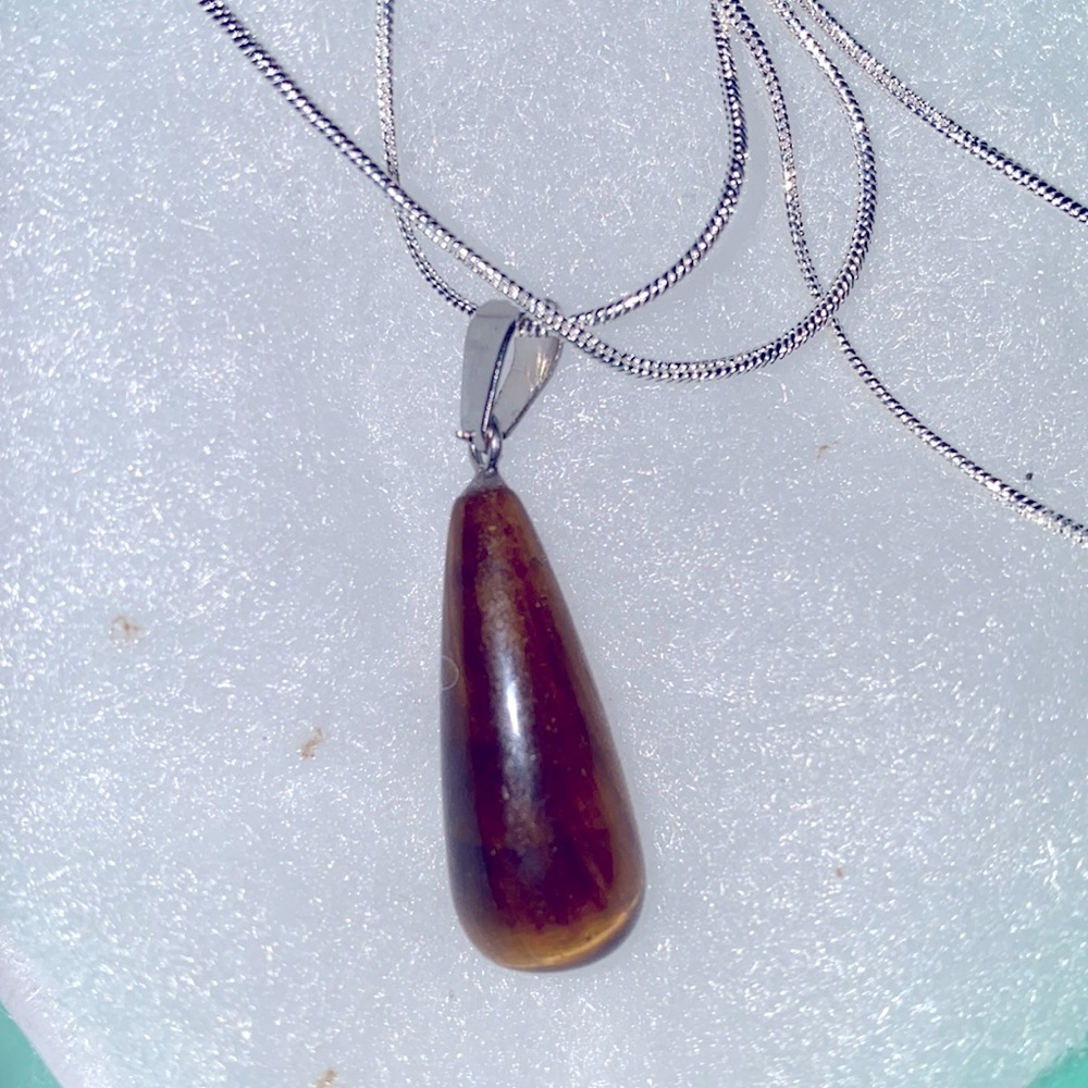 Boho Tiger 🐅 Eye Sterling Silver Necklace 24”